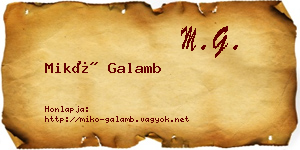 Mikó Galamb névjegykártya